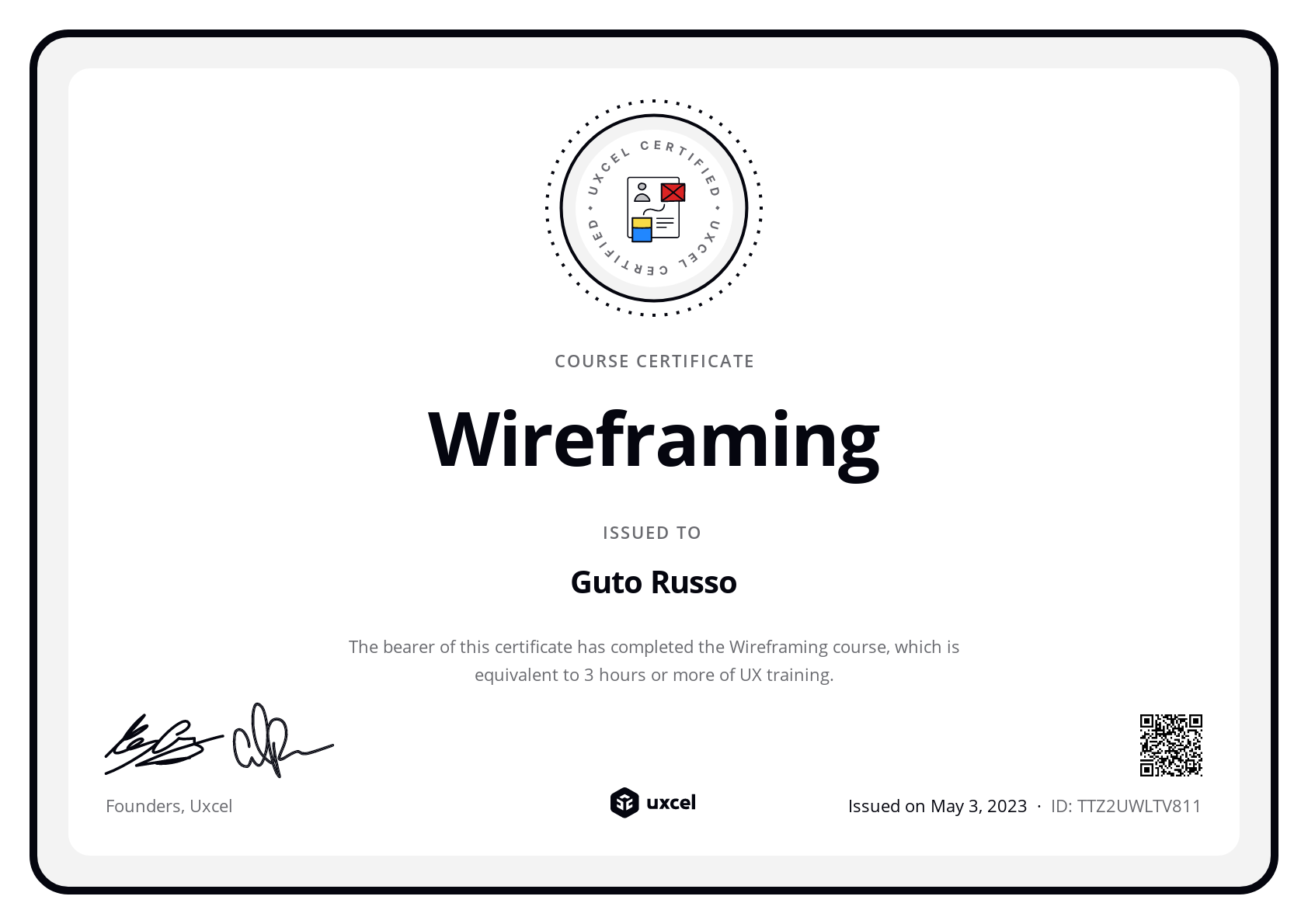 Guto Russo's certificate